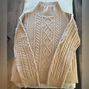 Ann Taylor Beige Cable Knit Turtleneck Sweater